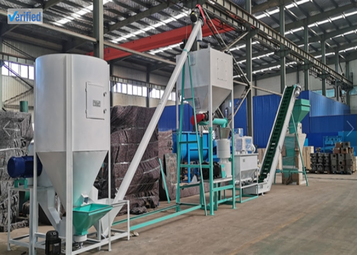 Linia do produkcji paszy dla zwierząt o wydajności 1 t/h, 2 t/h dla bydła paszowego dla kurczaków, bydła, kóz, królików, linia do produkcji pelletu paszowego dla drobiu