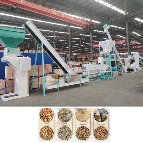 Linia do peletowania biomasy z końcowym pelletem 2-10 mm Linia do produkcji biomasy / pelletu drzewnego Sprzęt do produkcji peletu