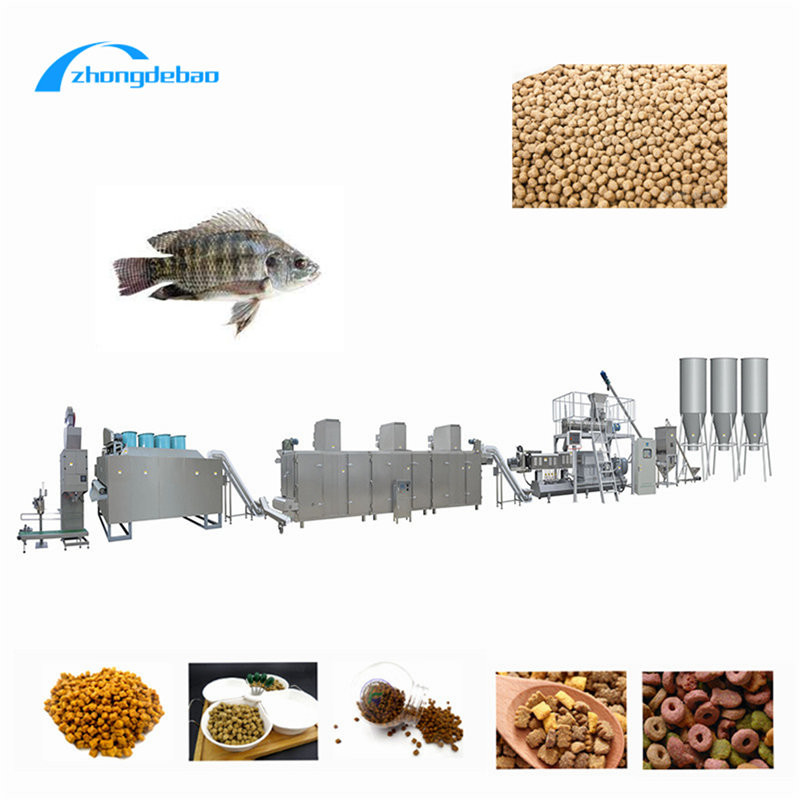 Linia do produkcji pływającej paszy dla ryb o masie 6–10 ton. Linia do przetwarzania pokarmu dla ryb o mocy 0,75–3 kW